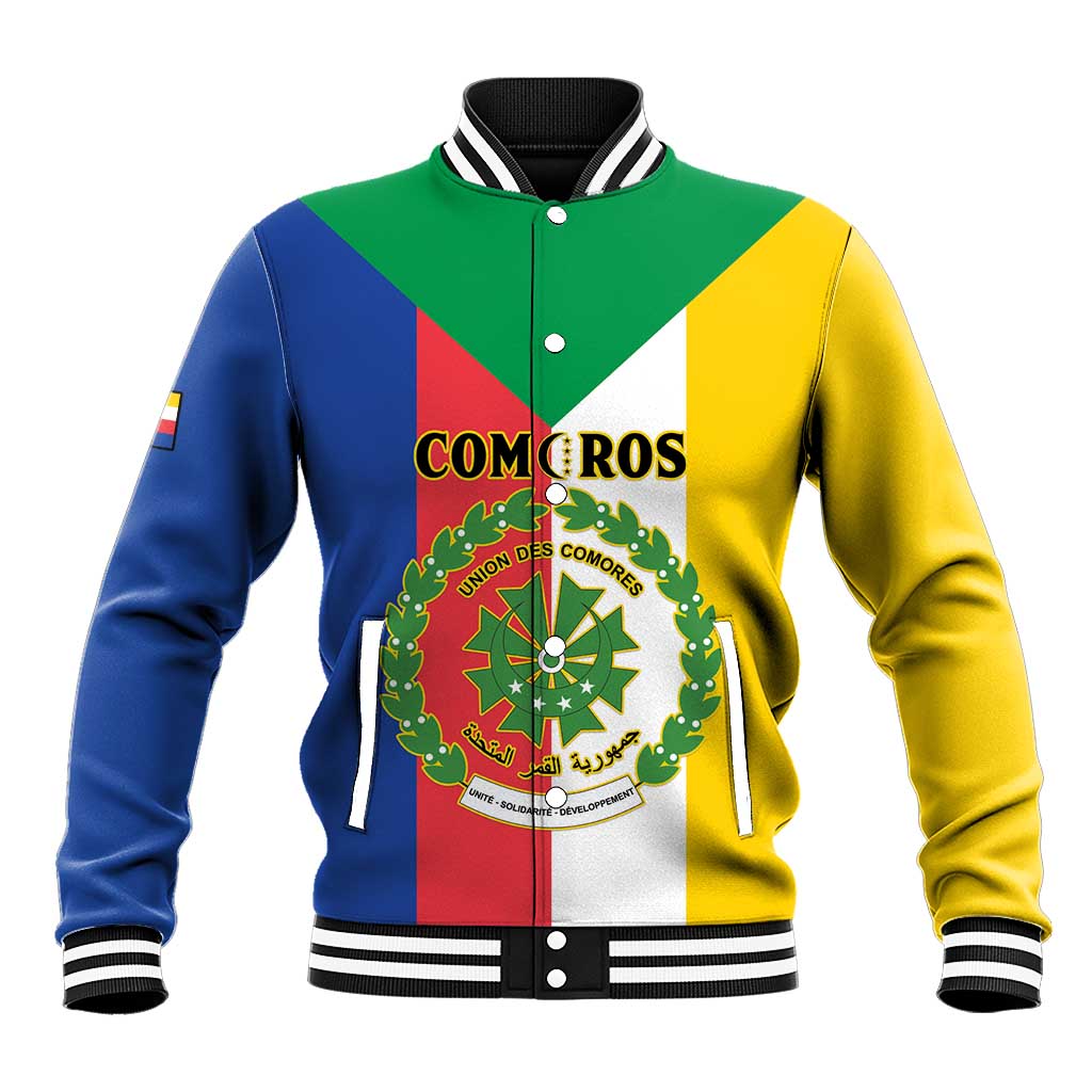 Comoros Baseball Jacket Coat Of Arms Flag Style