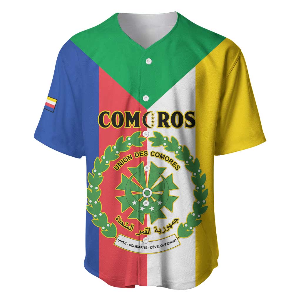 Comoros Baseball Jersey Coat Of Arms Flag Style