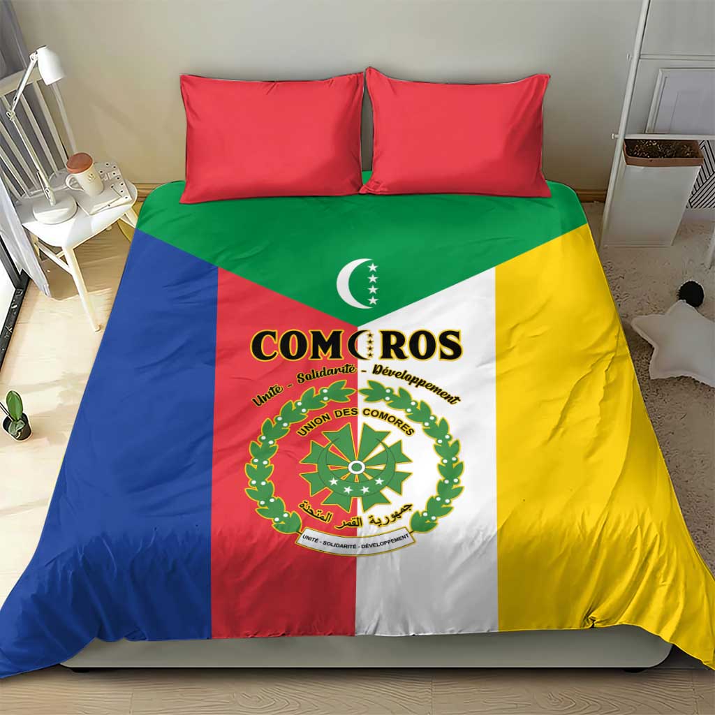 Comoros Bedding Set Coat Of Arms Flag Style