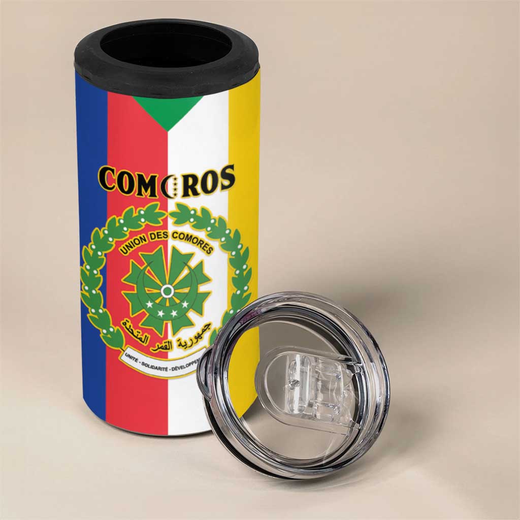 Comoros 4 in 1 Can Cooler Tumbler Coat Of Arms Flag Style