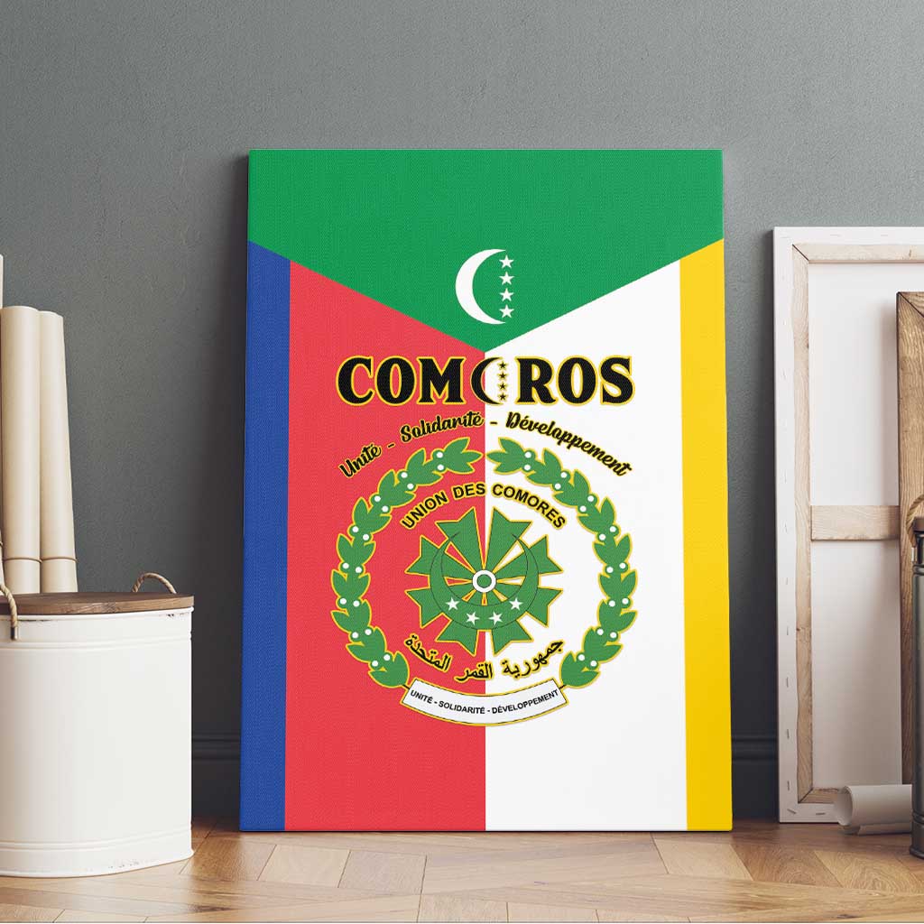 Comoros Canvas Wall Art Coat Of Arms Flag Style