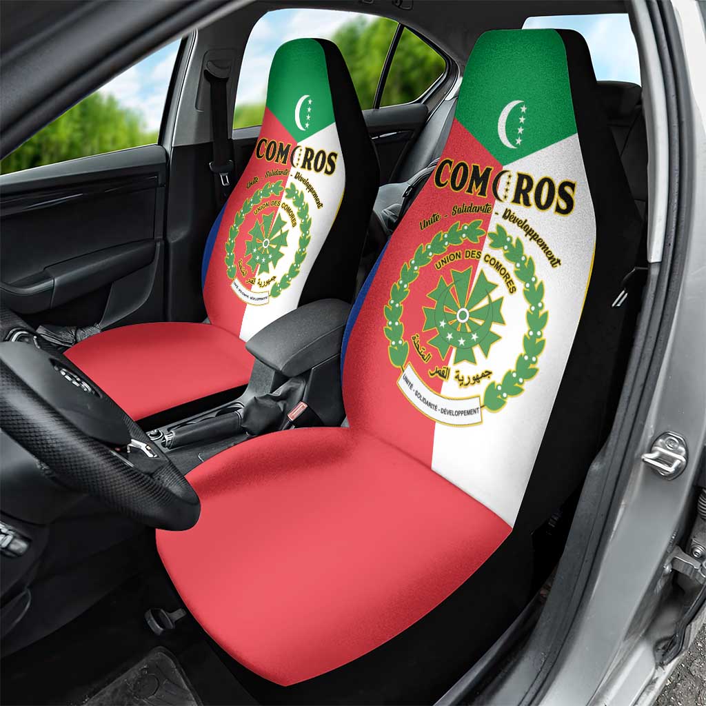 Comoros Car Seat Cover Coat Of Arms Flag Style