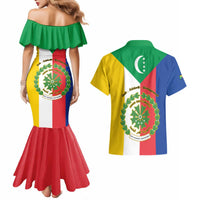 Comoros Couples Matching Mermaid Dress and Hawaiian Shirt Coat Of Arms Flag Style