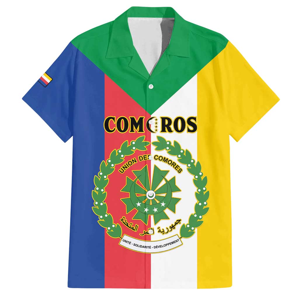 Comoros Family Matching Off Shoulder Maxi Dress and Hawaiian Shirt Coat Of Arms Flag Style