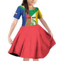 Comoros Family Matching Off Shoulder Short Dress and Hawaiian Shirt Coat Of Arms Flag Style