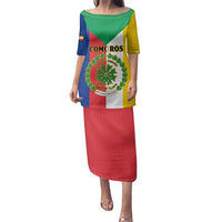 Comoros Family Matching Puletasi and Hawaiian Shirt Coat Of Arms Flag Style