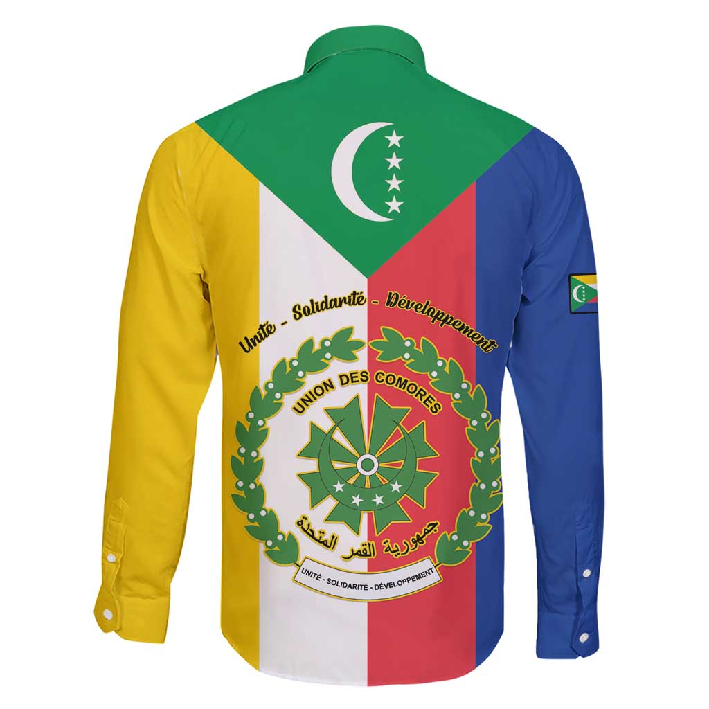 Comoros Family Matching Short Sleeve Bodycon Dress and Hawaiian Shirt Coat Of Arms Flag Style