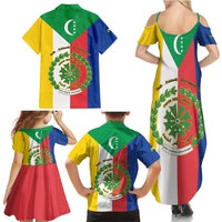 Comoros Family Matching Summer Maxi Dress and Hawaiian Shirt Coat Of Arms Flag Style