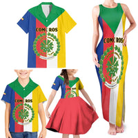 Comoros Family Matching Tank Maxi Dress and Hawaiian Shirt Coat Of Arms Flag Style