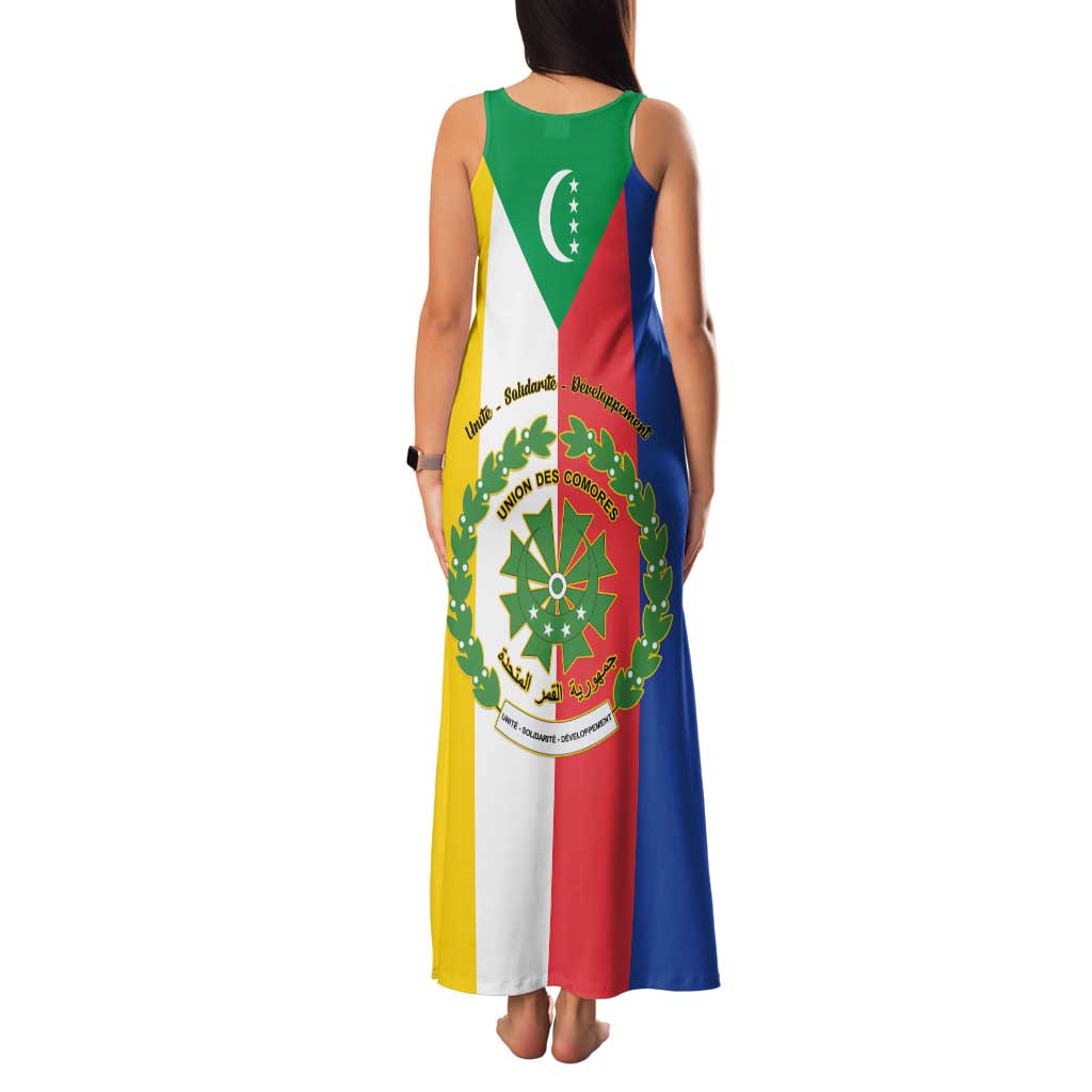 Comoros Family Matching Tank Maxi Dress and Hawaiian Shirt Coat Of Arms Flag Style