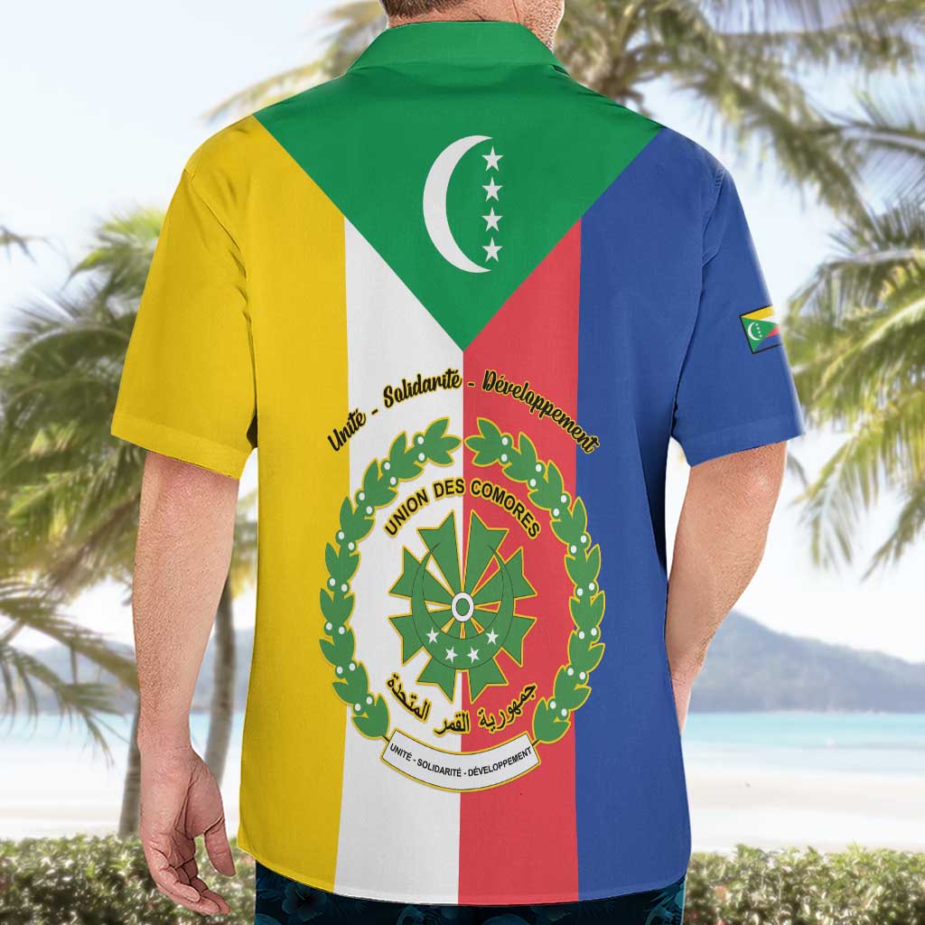 Comoros Hawaiian Shirt Coat Of Arms Flag Style