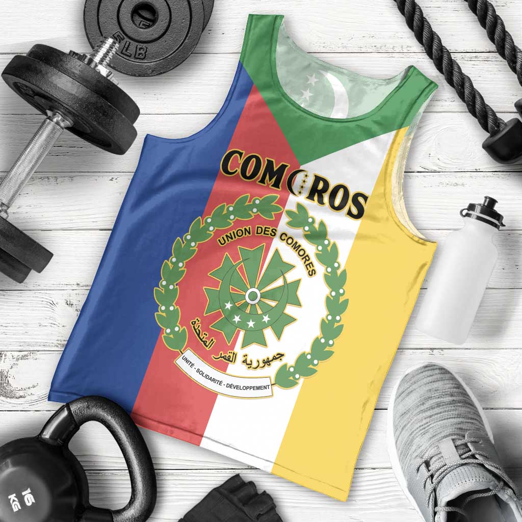Comoros Men Tank Top Coat Of Arms Flag Style