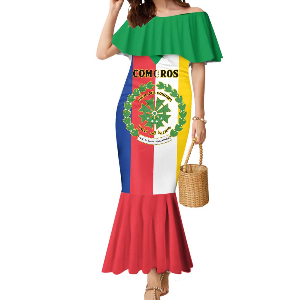Comoros Mermaid Dress Coat Of Arms Flag Style