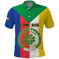 Comoros Polo Shirt Coat Of Arms Flag Style