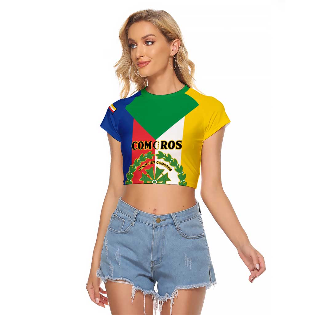 Comoros Raglan Cropped T Shirt Coat Of Arms Flag Style