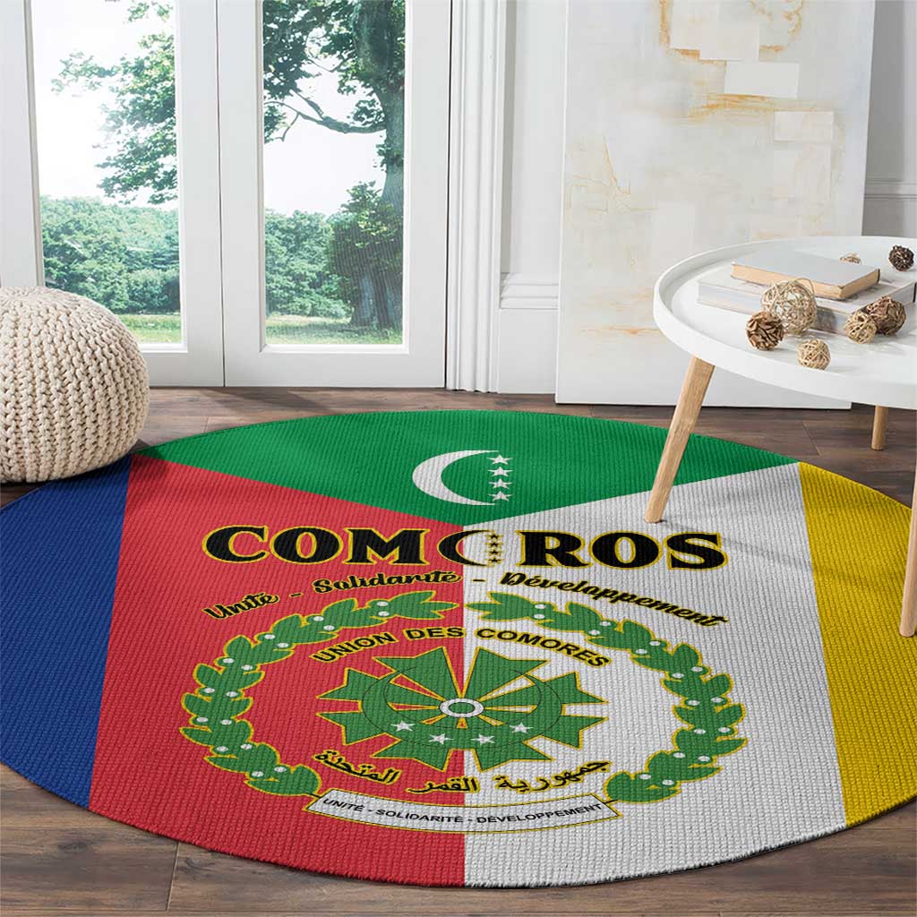 Comoros Round Carpet Coat Of Arms Flag Style