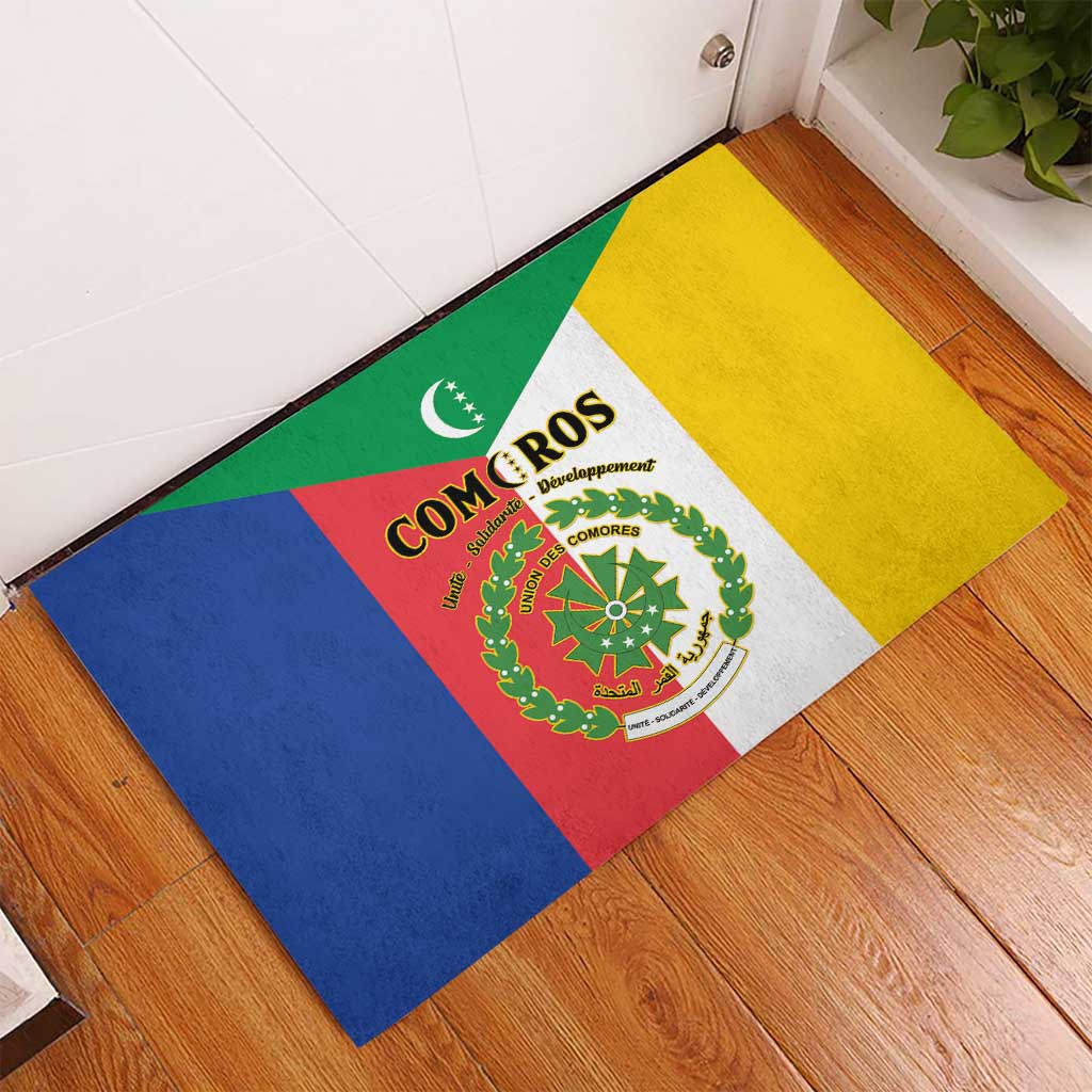 Comoros Rubber Doormat Coat Of Arms Flag Style