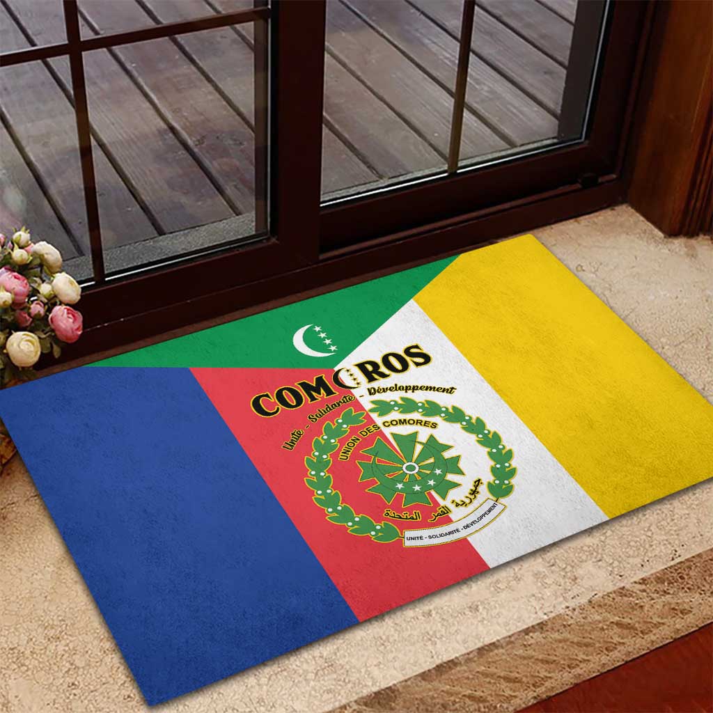 Comoros Rubber Doormat Coat Of Arms Flag Style