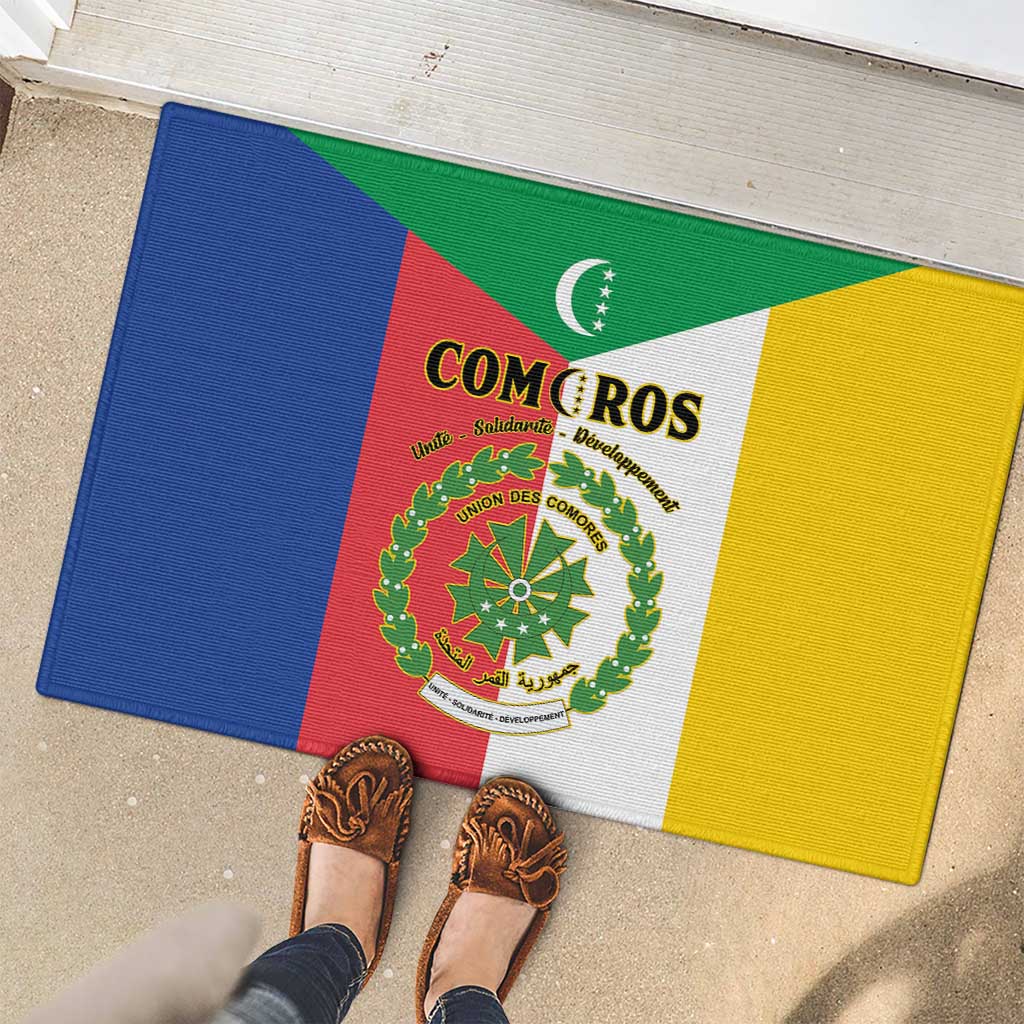 Comoros Rubber Doormat Coat Of Arms Flag Style