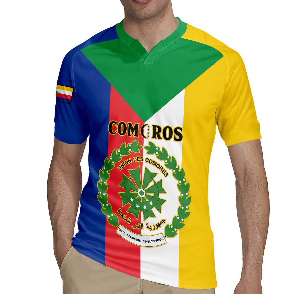 Comoros Rugby Jersey Coat Of Arms Flag Style