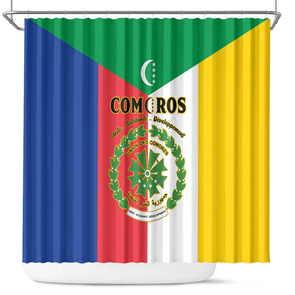 Comoros Shower Curtain Coat Of Arms Flag Style