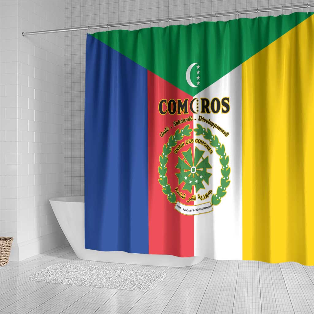 Comoros Shower Curtain Coat Of Arms Flag Style