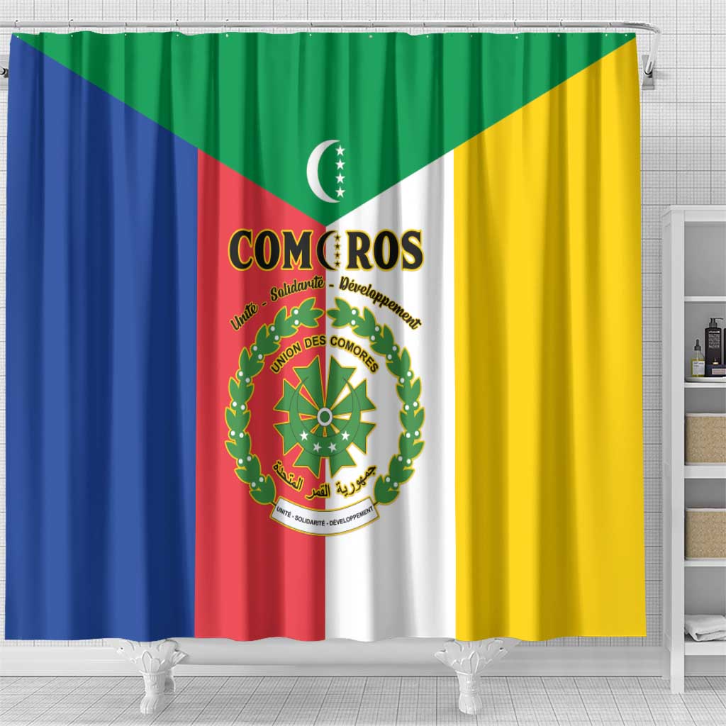 Comoros Shower Curtain Coat Of Arms Flag Style