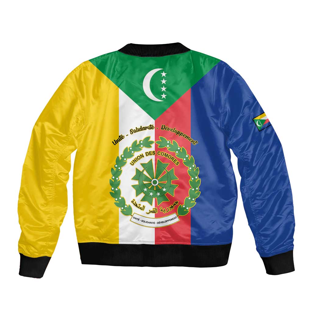 Comoros Sleeve Zip Bomber Jacket Coat Of Arms Flag Style