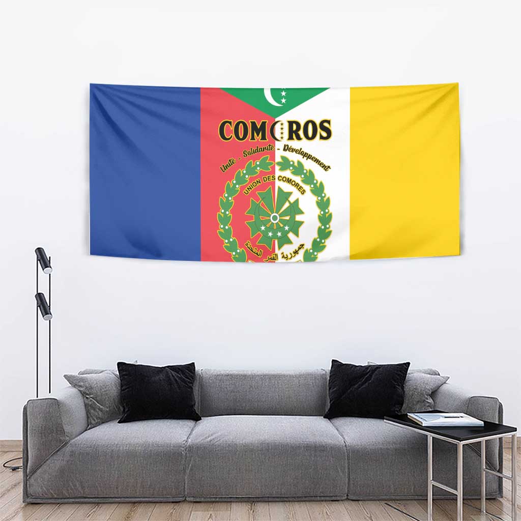 Comoros Tapestry Coat Of Arms Flag Style