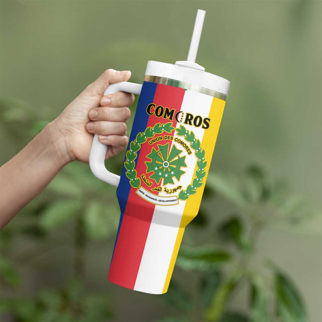 Comoros Tumbler With Handle Coat Of Arms Flag Style