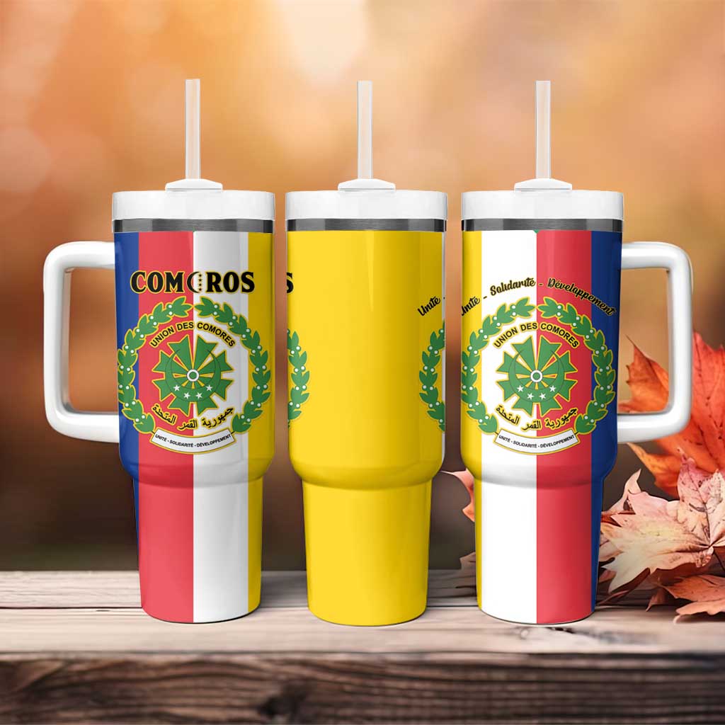 Comoros Tumbler With Handle Coat Of Arms Flag Style