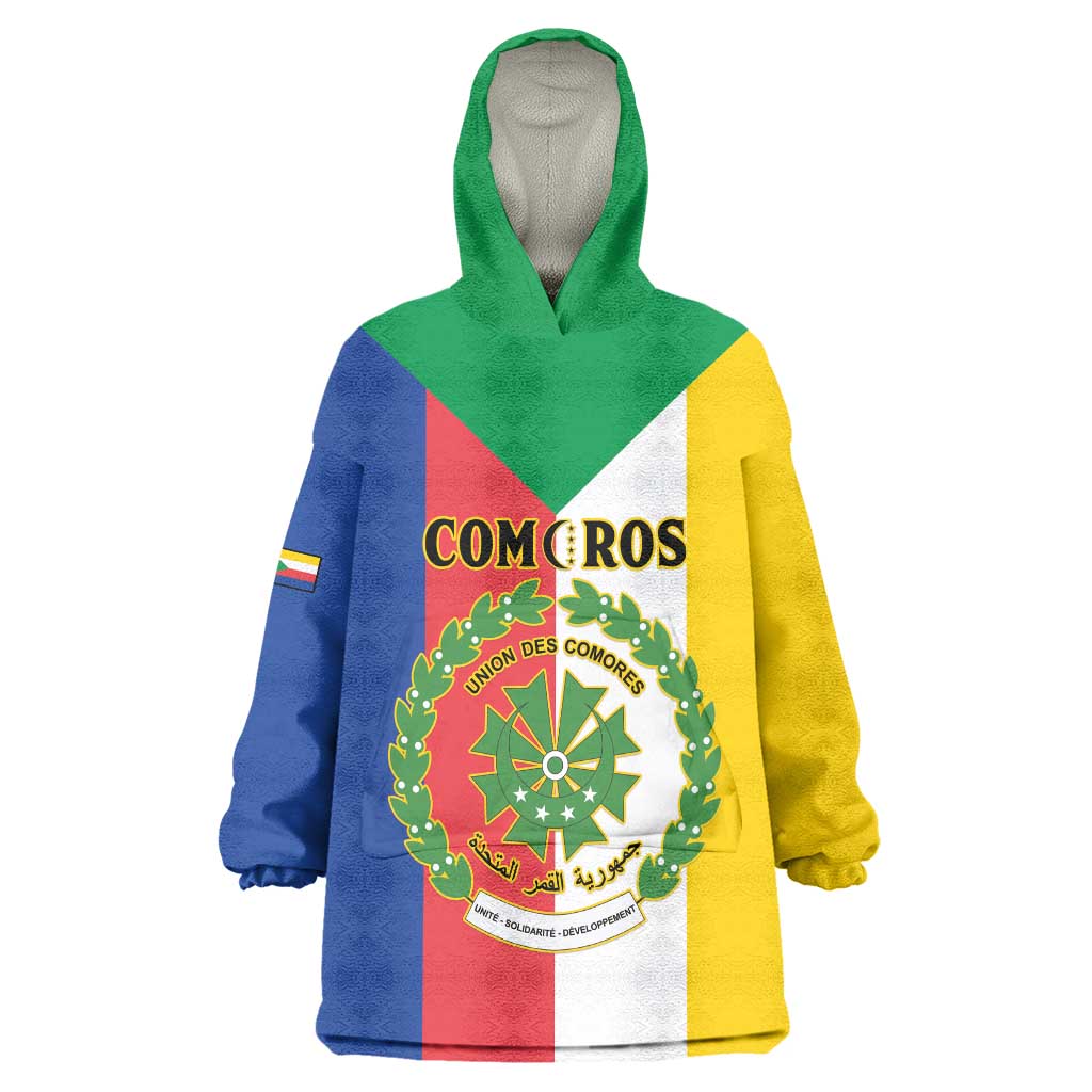 Comoros Wearable Blanket Hoodie Coat Of Arms Flag Style