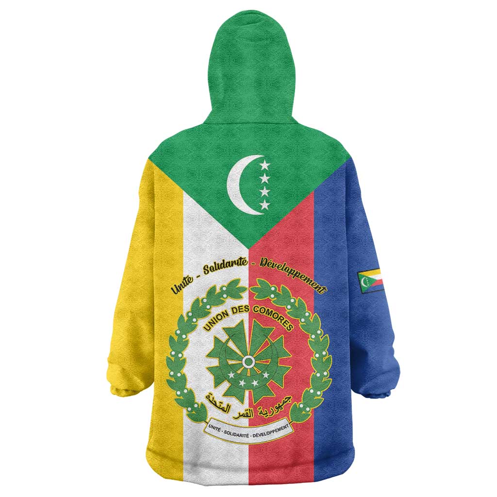 Comoros Wearable Blanket Hoodie Coat Of Arms Flag Style