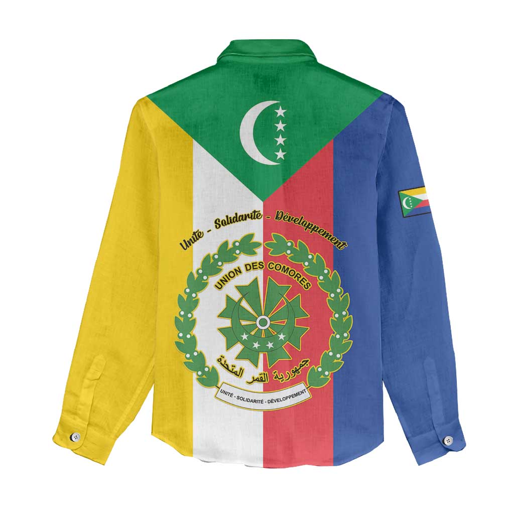 Comoros Women Casual Shirt Coat Of Arms Flag Style