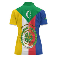 Comoros Women Polo Shirt Coat Of Arms Flag Style