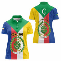Comoros Women Polo Shirt Coat Of Arms Flag Style