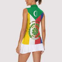 Comoros Women Sleeveless Polo Shirt Coat Of Arms Flag Style