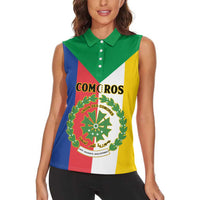 Comoros Women Sleeveless Polo Shirt Coat Of Arms Flag Style