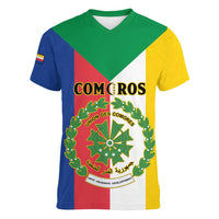 Comoros Women V-Neck T-Shirt Coat Of Arms Flag Style