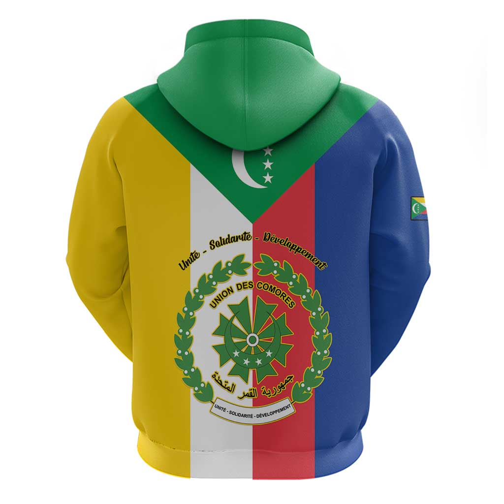 Comoros Zip Hoodie Coat Of Arms Flag Style