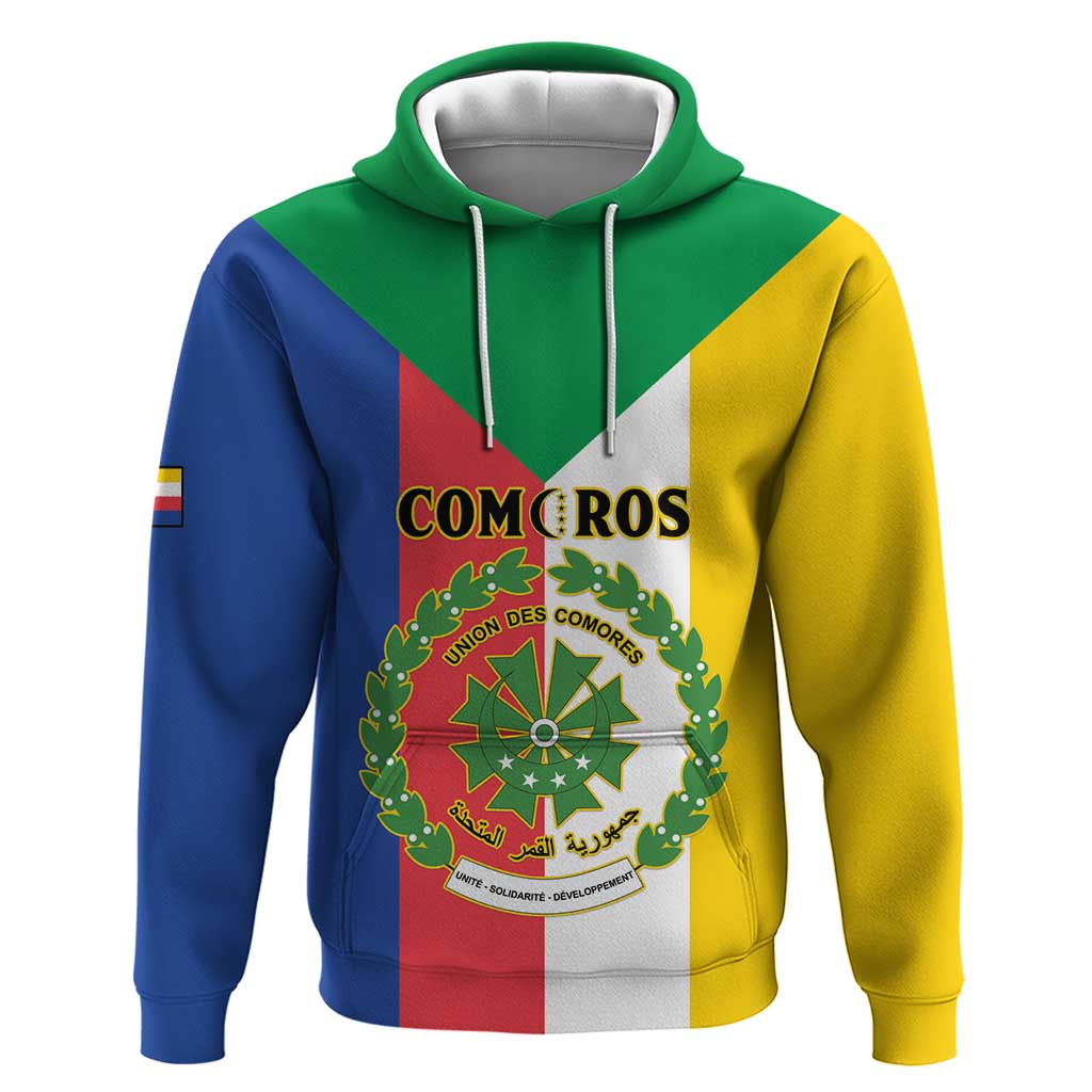 Comoros Zip Hoodie Coat Of Arms Flag Style
