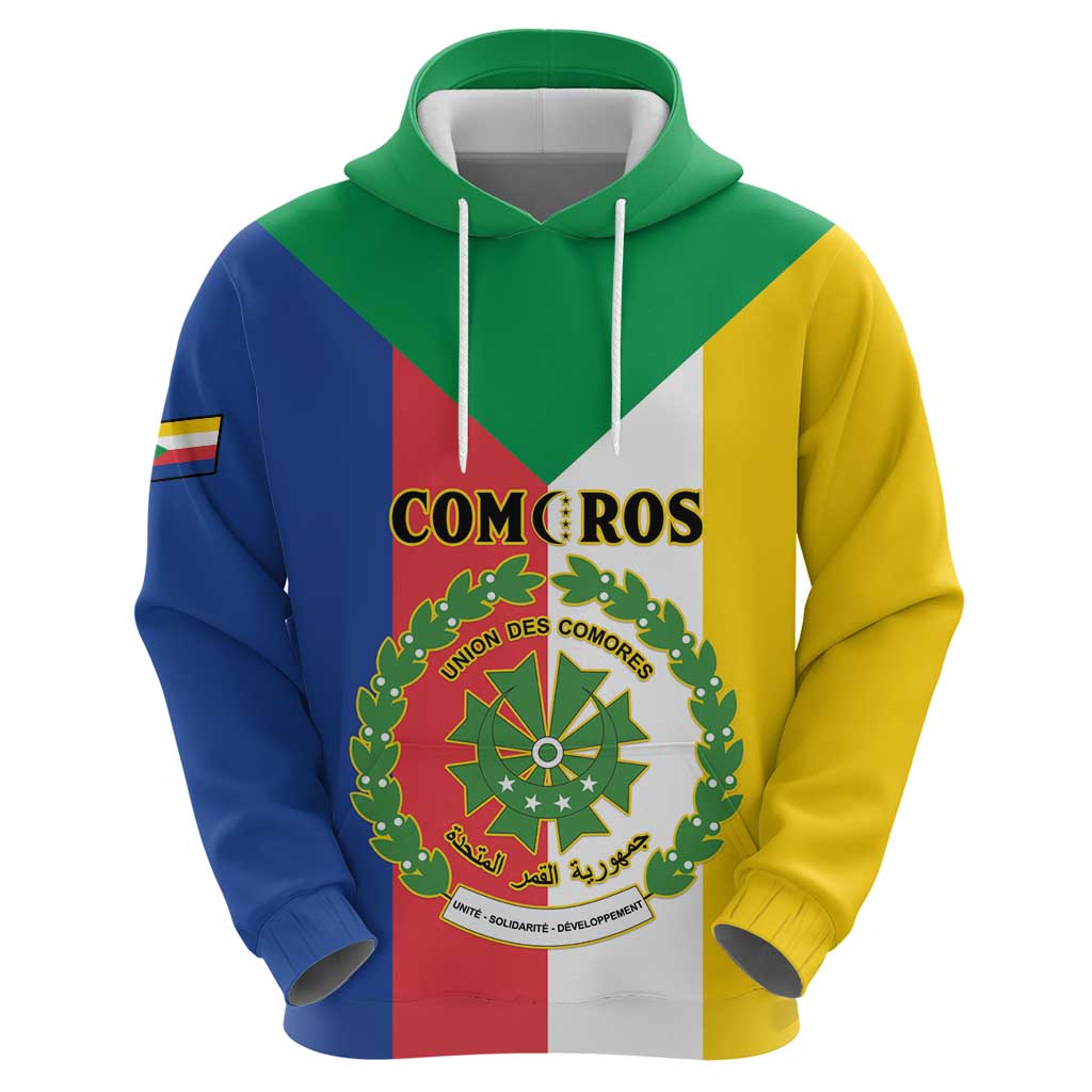Comoros Zip Hoodie Coat Of Arms Flag Style