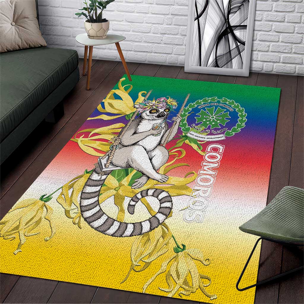 Comoros Mongoose Lemur Area Rug Coat Of Arms With Ylang Ylang