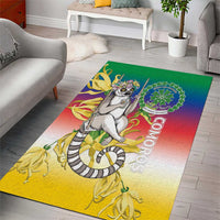 Comoros Mongoose Lemur Area Rug Coat Of Arms With Ylang Ylang