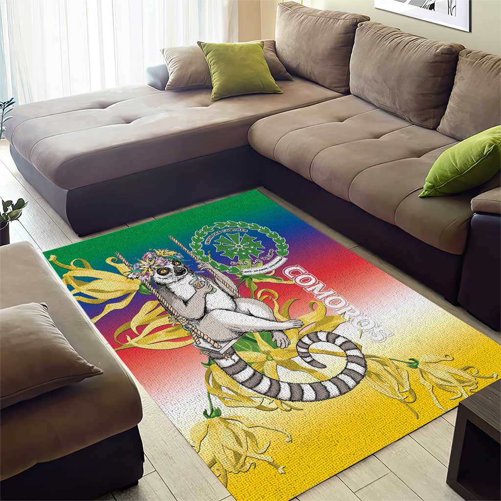 Comoros Mongoose Lemur Area Rug Coat Of Arms With Ylang Ylang