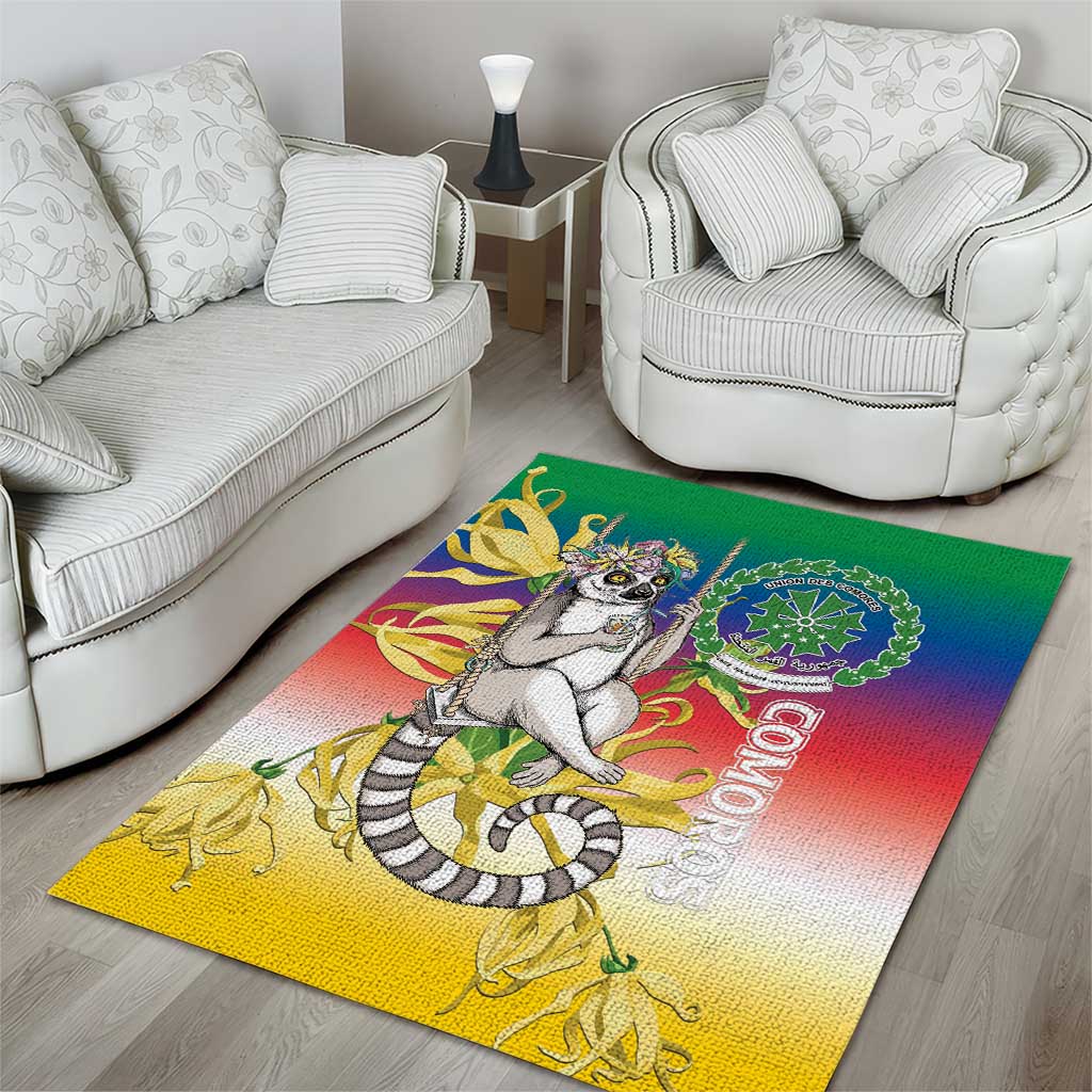 Comoros Mongoose Lemur Area Rug Coat Of Arms With Ylang Ylang