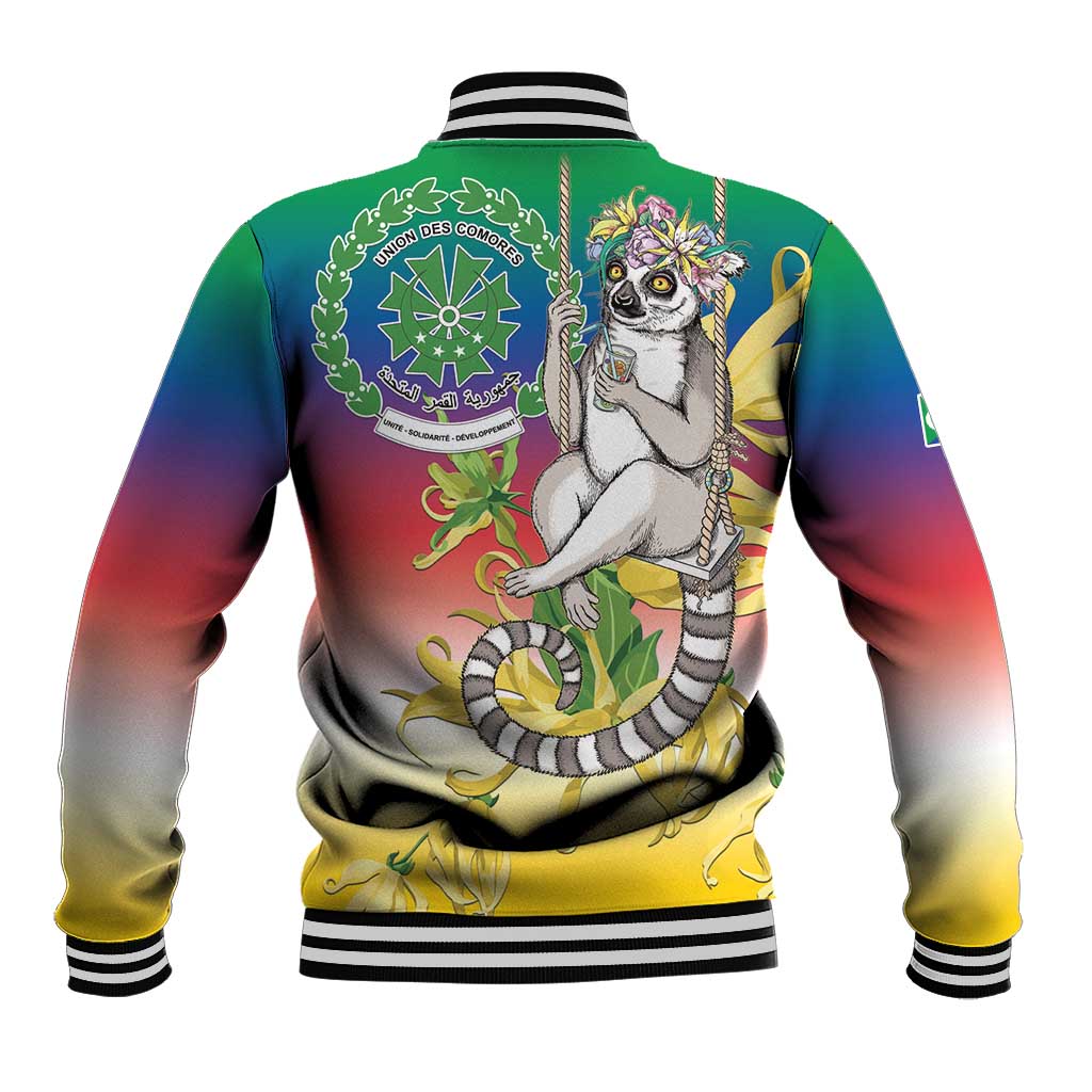 Comoros Mongoose Lemur Baseball Jacket Coat Of Arms With Ylang Ylang