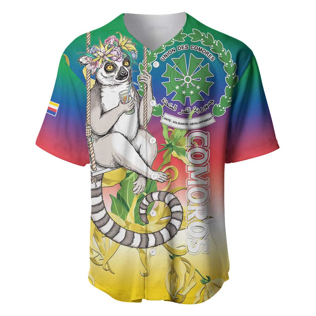 Comoros Mongoose Lemur Baseball Jersey Coat Of Arms With Ylang Ylang