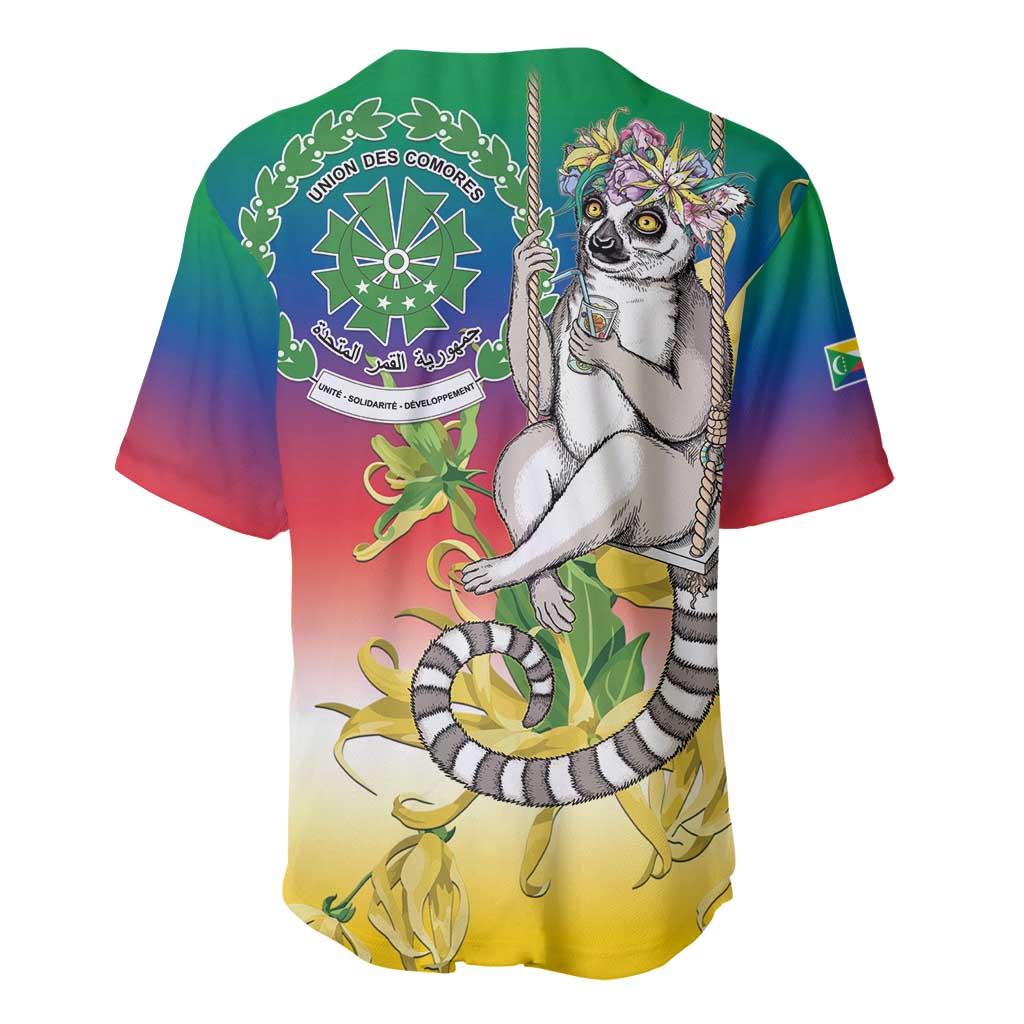 Comoros Mongoose Lemur Baseball Jersey Coat Of Arms With Ylang Ylang