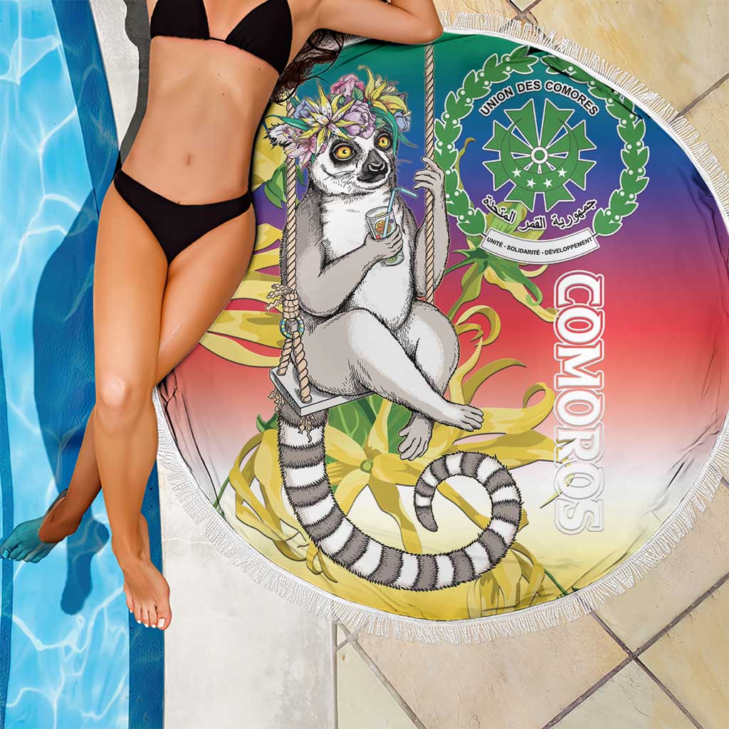 Comoros Mongoose Lemur Beach Blanket Coat Of Arms With Ylang Ylang